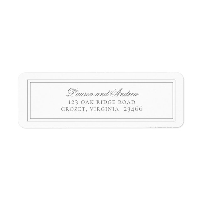 Grey Silver Modern Minimalist Return Address Label (Front)