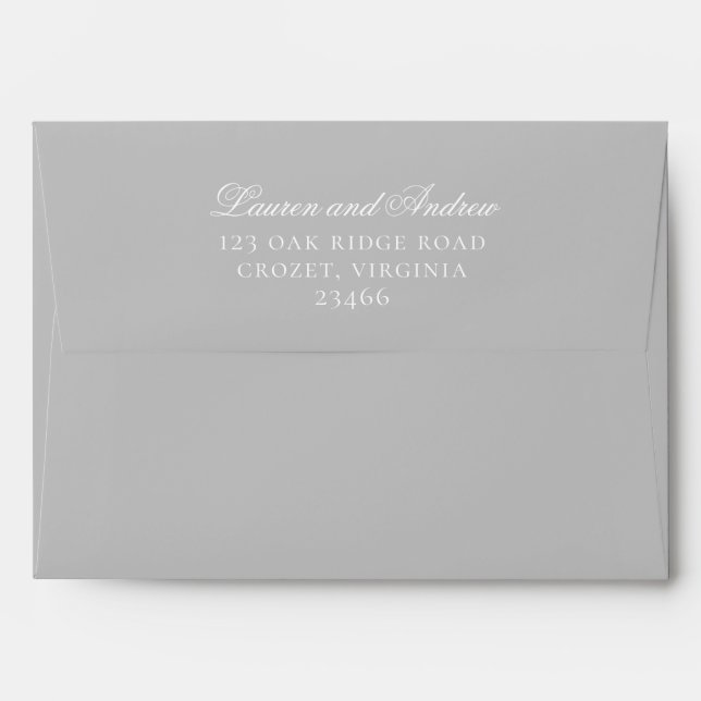 Grey Silver Modern Minimalist Solid Colour Envelop Envelope (Back (Top Flap))