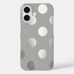 Grey, Silver Polka Dots iPhone 16 Case