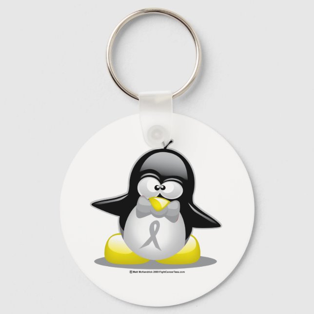 Grey/Silver Ribbon Penguin Key Ring (Front)