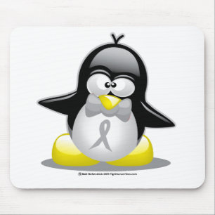 Grey/Silver Ribbon Penguin Mouse Mat