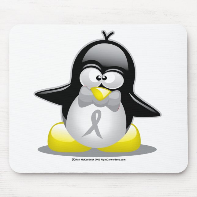 Grey/Silver Ribbon Penguin Mouse Mat (Front)