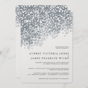 Grey Silver Shimmer Light Shower Invitations