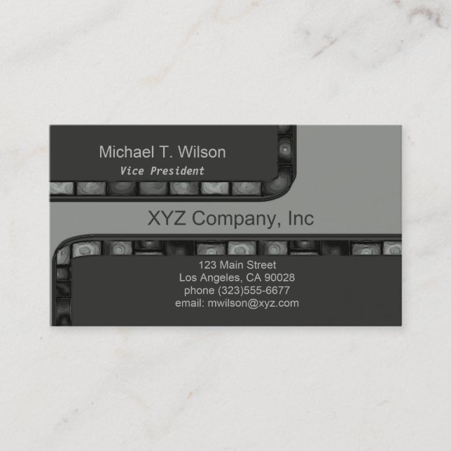 Grey Silver Tile Border Business Card (Front)