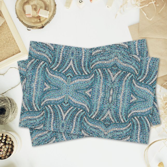 grey silver turquoise teal blue bohemian tissue paper (grey silver turquoise teal blue bohemian tissue paper)