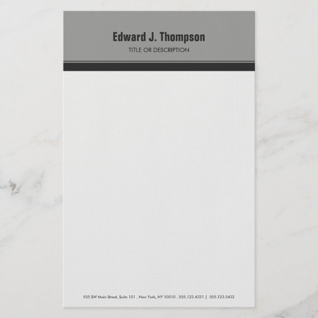 Grey Simple Border Stationery (Front)