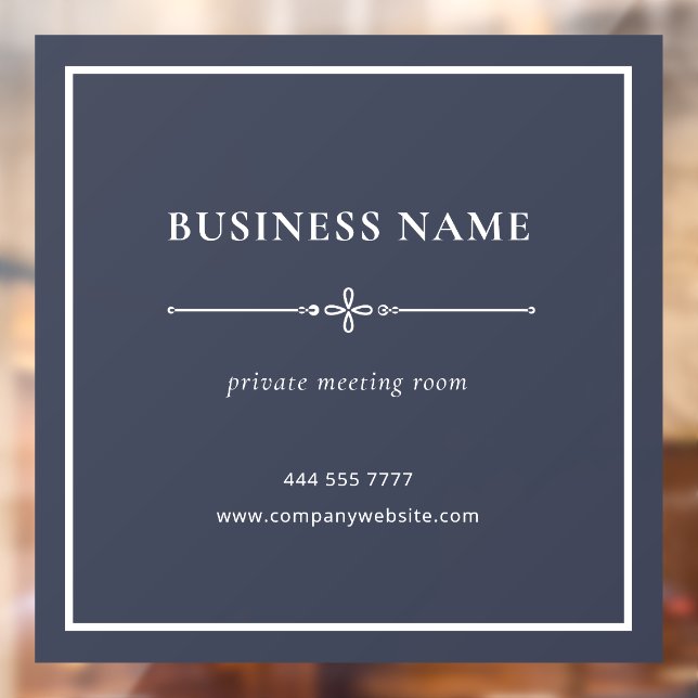 Grey SImple Business Office Name White Frame Window Cling (Sheet 2)
