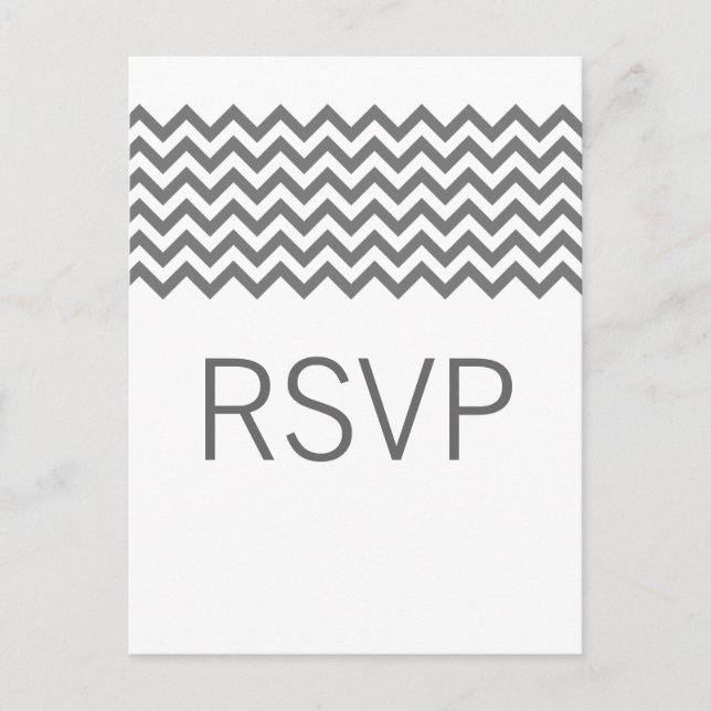 Grey Simple Chevron RSVP Postcard (Front)