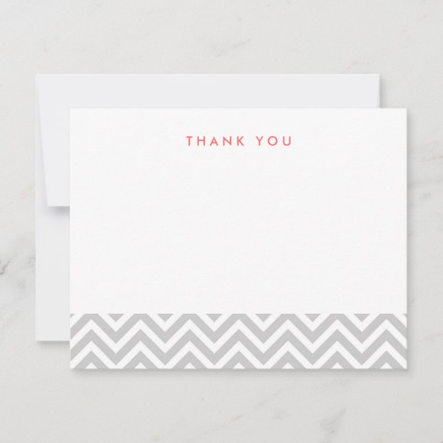 Grey Simple Chevron Thank You Note Cards (Front)