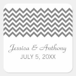 Grey Simple Chevron Wedding Stickers