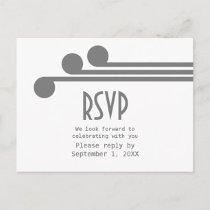 Grey Simple Deco Chic RSVP Postcard