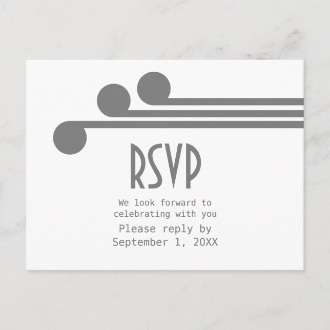 Grey Simple Deco Chic RSVP Postcard (Front)