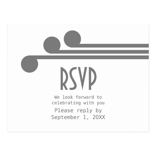 Grey Simple Deco Chic RSVP Postcard
