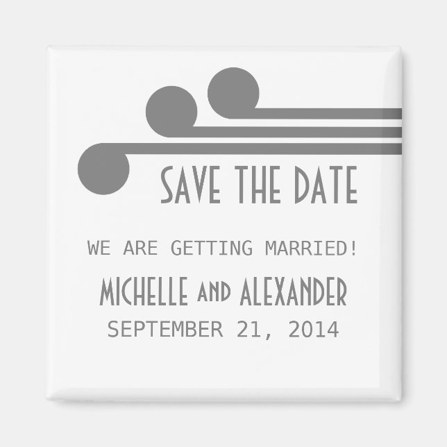 Grey Simple Deco Chic Save the Date Magnet (Front)