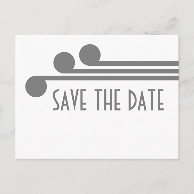 Grey Simple Deco Chic Save the Date Postcard (Front)