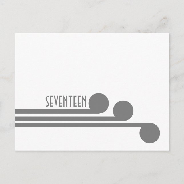 Grey Simple Deco Chic Table Number Postcard (Front)