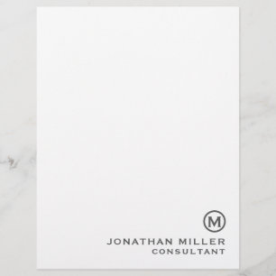 Grey Simple Monogram Typographic Name Title Custom Letterhead