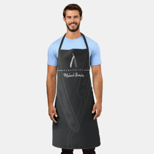 Grey Simple Razor Barber Apron