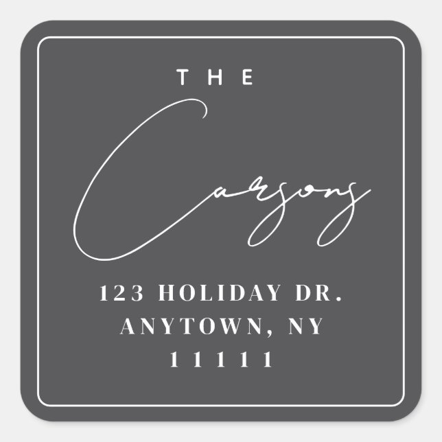 Grey Simple Square Modern Return Address Label (Front)