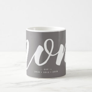 Grey Simple Typography Mom EST. Mug