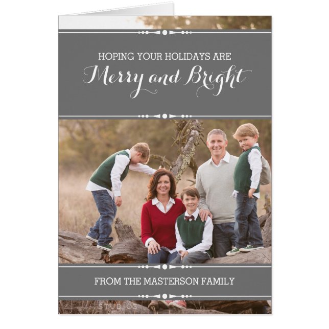 Grey Simply Chic Holiday Photo Card (Front)