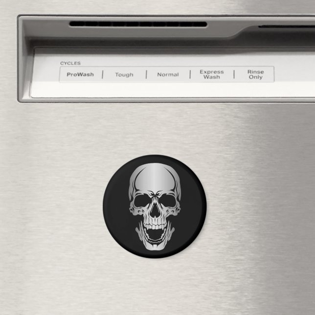 Grey Skull Circle Magnet (In Situ (Dishwasher))