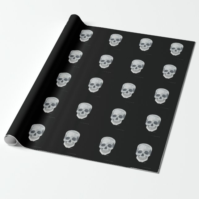 Grey Skull Matte Wrapping Paper, 30" x 6' Wrapping Paper (Unrolled)