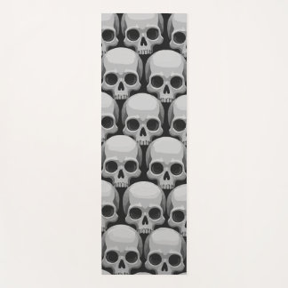 Grey Skull Pattern – Minimal Gothic Design Yoga Mat