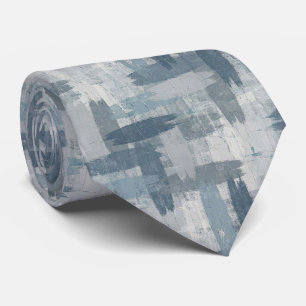 Grey Slate Blue Abstract Brush Strokes Ocean Colou Tie