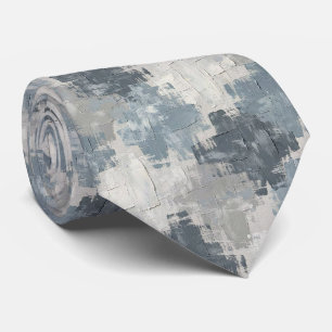 Grey Slate Blue Abstract Brush Strokes Tie