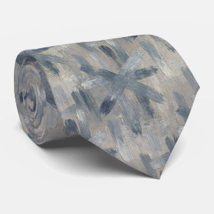 Grey Slate Blue Abstract Brush Strokes Tie