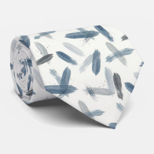Grey Slate Blue Abstract Brush Strokes Tie