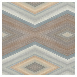 Grey Slate Blue Beige Brown Funky Argyle Pattern Fabric