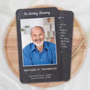 Grey Slate Memorial Photo Funeral Prayer Card 25