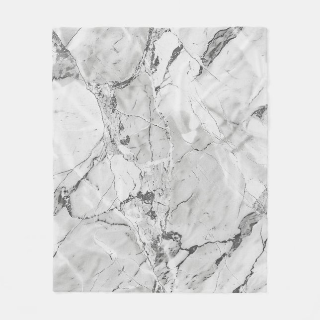 Grey "Slate Whisper Stream" Marble Texture All-Ove Fleece Blanket (Front)
