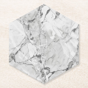 Grey "Slate Whisper Stream" Marble Texture Custom Paper Coaster
