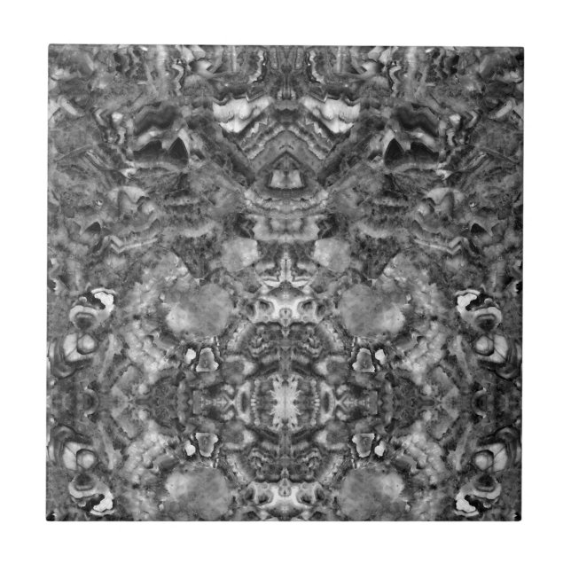 Grey Smoky Quartz,  black white grey pattern  Tile (Front)
