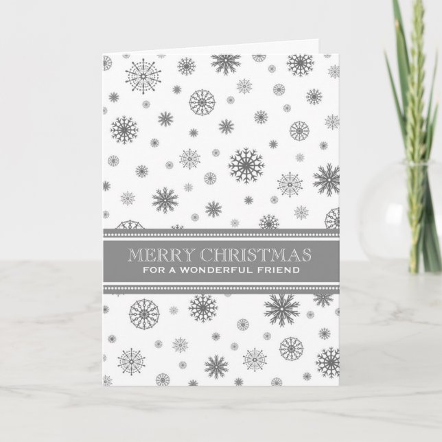 Grey Snow Friendship Merry Christmas Card (Front)