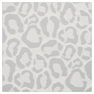 Grey Snow Leopard Animal Print Large Scale Fabric