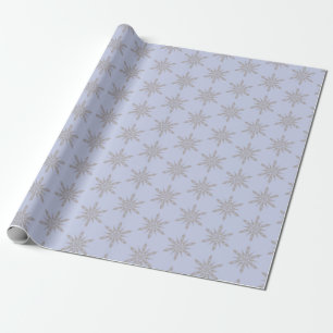 Grey Snowflake Blue Winter Wrapping Paper