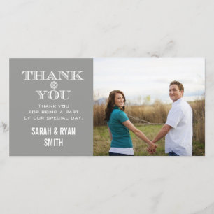 Grey Snowflake Wedding Photo Thank You Cards