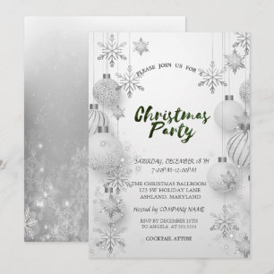 Grey Snowflakes,Balls Christmas Company Party Invitation