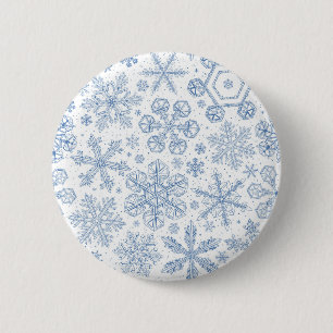 Grey Snowflakes on off white 6 Cm Round Badge