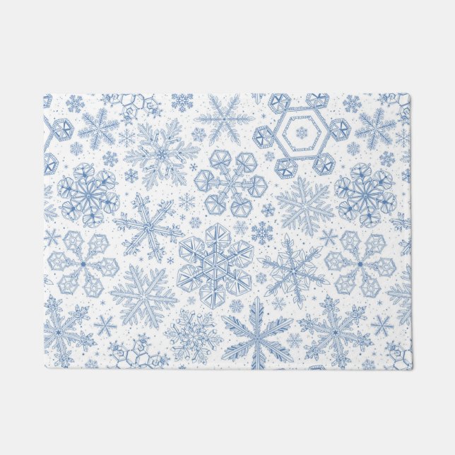 Grey Snowflakes on off white Doormat (Front)