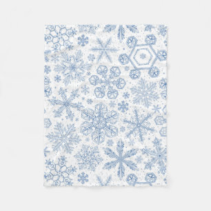 Grey Snowflakes on off white Fleece Blanket