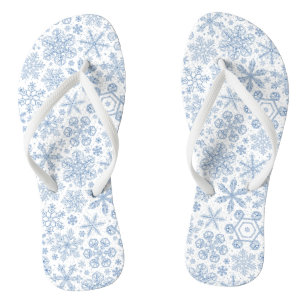 Grey Snowflakes on off white Flip Flops