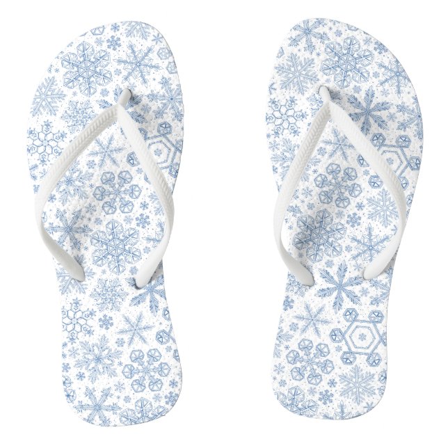 Grey Snowflakes on off white Flip Flops (Footbed)