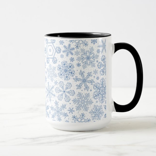 Grey Snowflakes on off white Mug (Right)