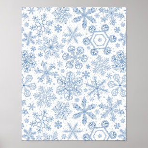 Grey Snowflakes on off white Poster