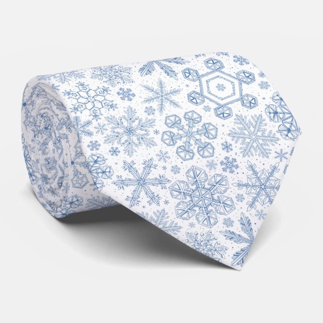 Grey Snowflakes on off white Tie (Rolled)